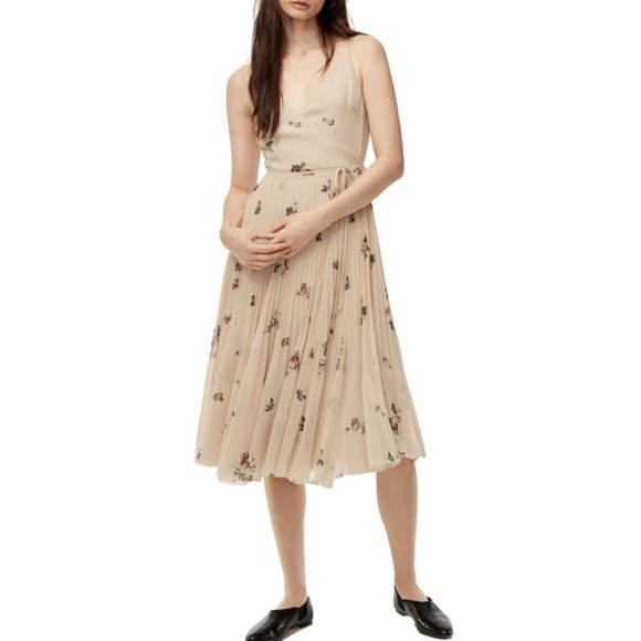 Wilfred Dresses & Skirts - Aritzia Wilfred Beaune Pleated Chiffon Midi Wrap Dress Size XS